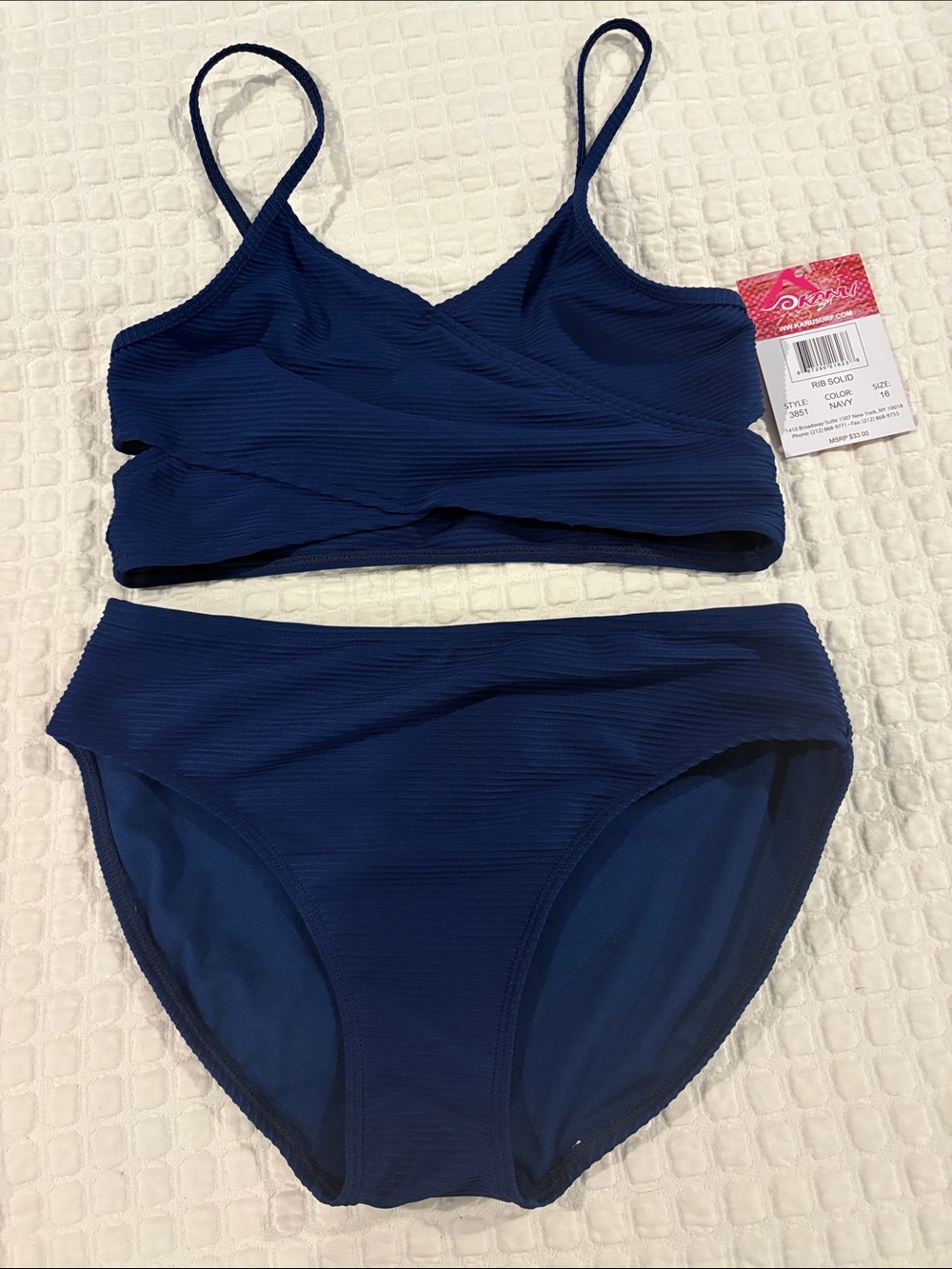 Kanu Surf Girls Navy Blue Ribbed Two-Piece Bikini